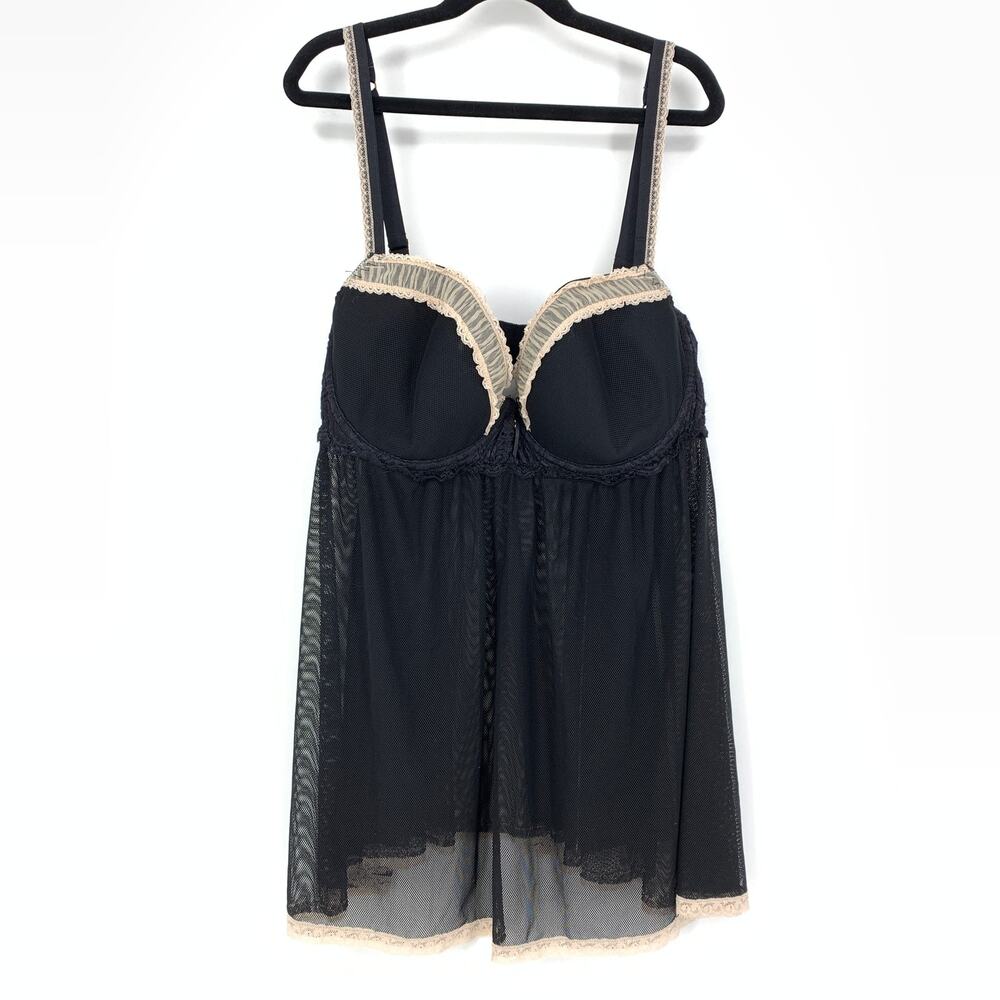 Seductivewear Camisole By Cinema Etoile Womens Sz 1X Babydoll Chemise Black Mesh